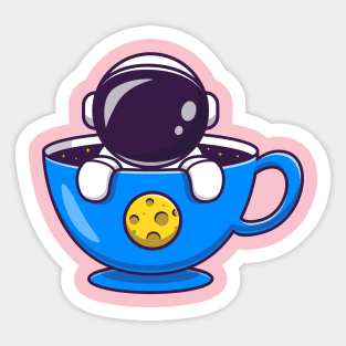Cute Astronaut In Cup Cartoon Sticker